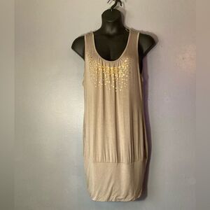Venus sleeveless tan and gold dress